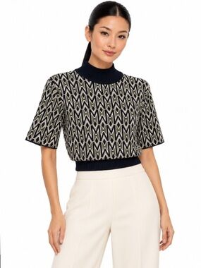 Mackage Jacquard Monogram Crop Sweater NWT